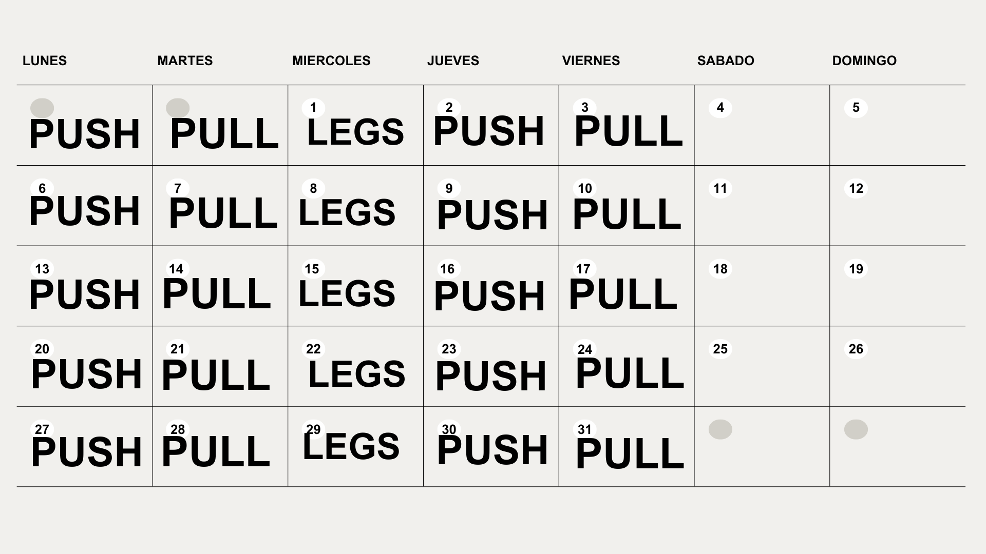Rutina de 5 dias fija
