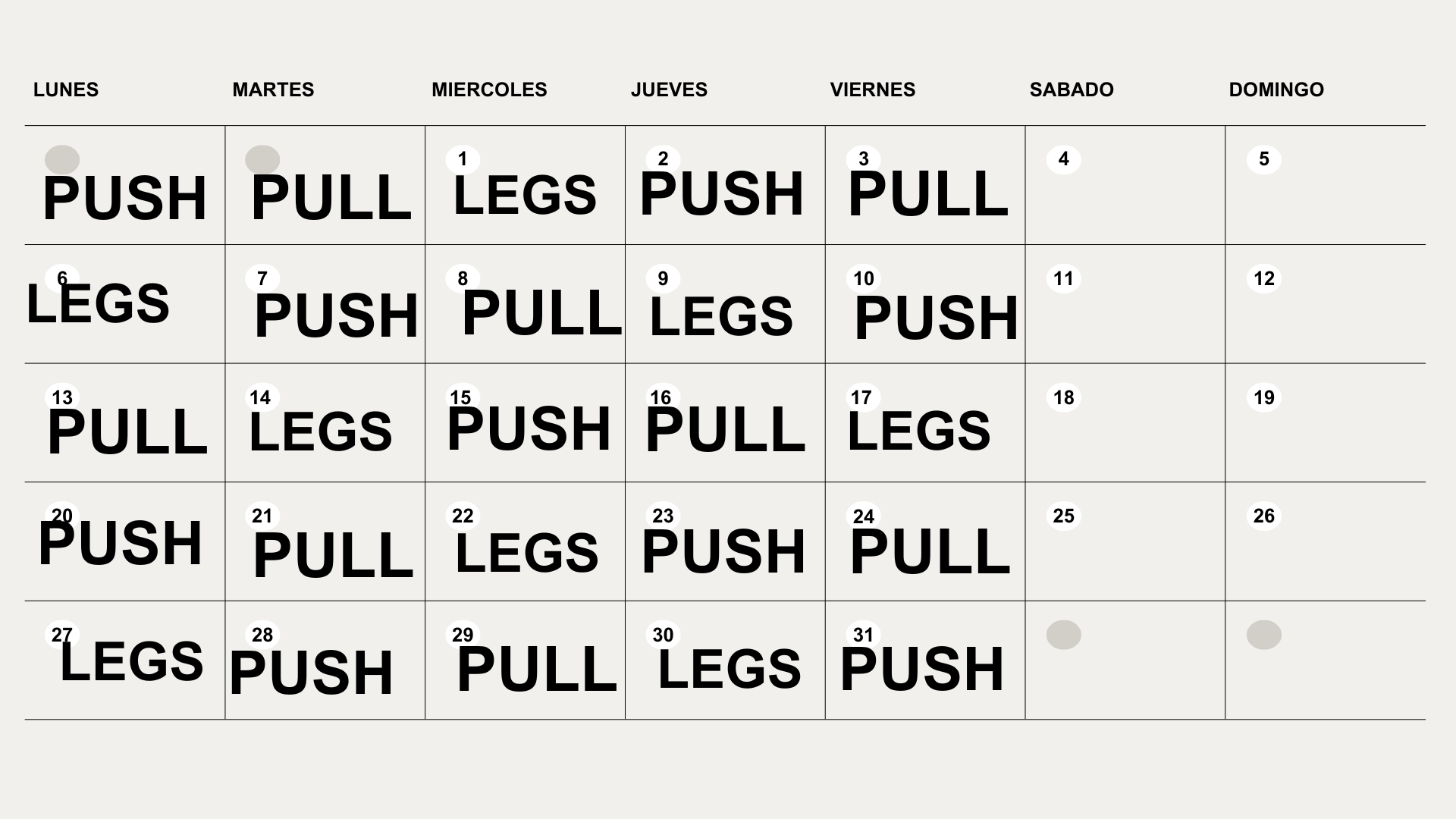 Rutina de 5 dias no fija